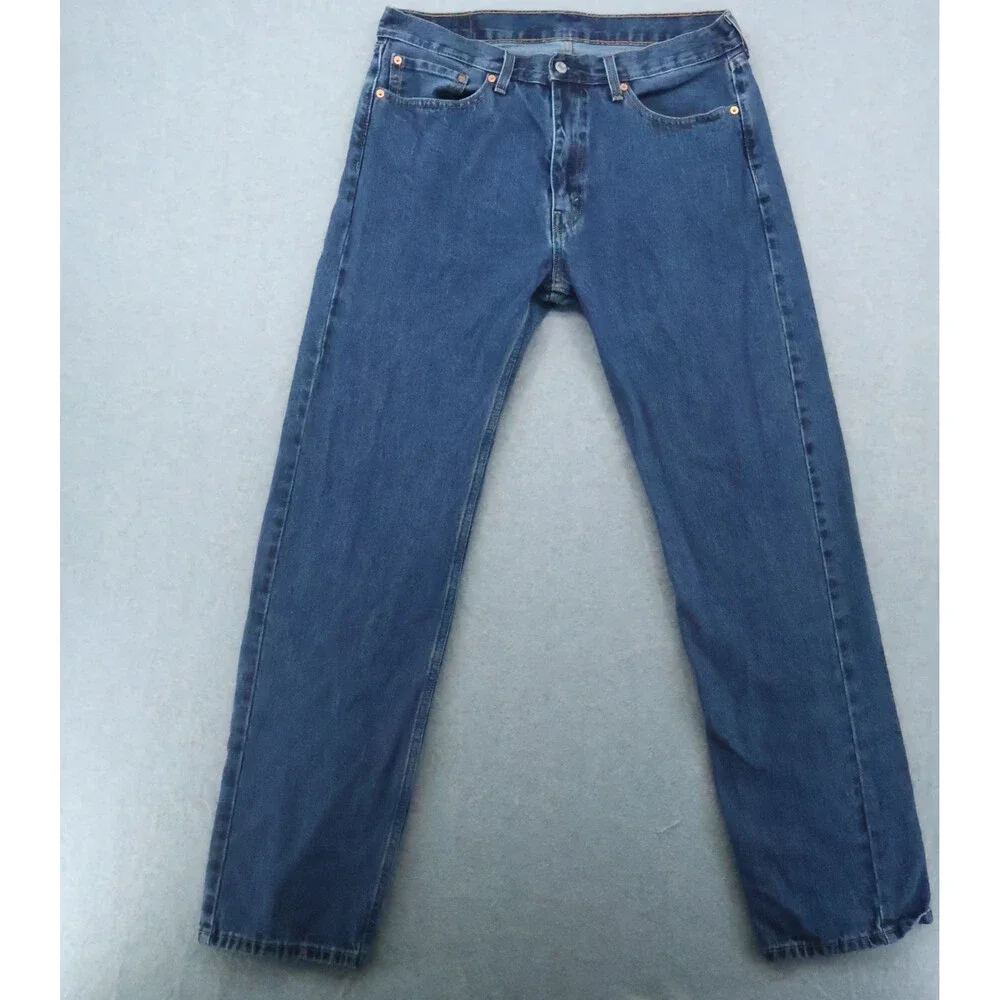 Levi's 505 Men's Jeans W36 L34 Dark Wash Blue Denim Straight Leg